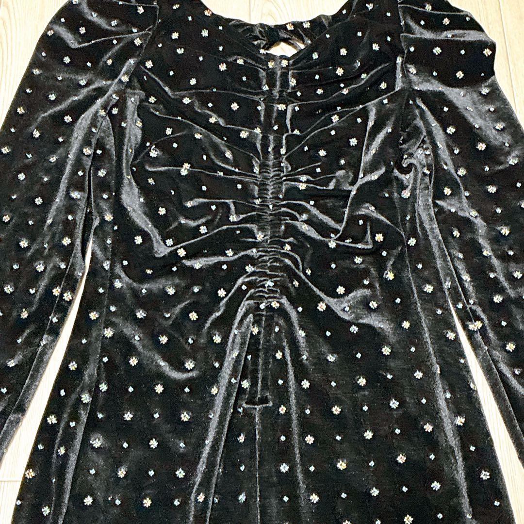 極美品 snidel ベロア刺繍 ワンピース 2024AWブラック S