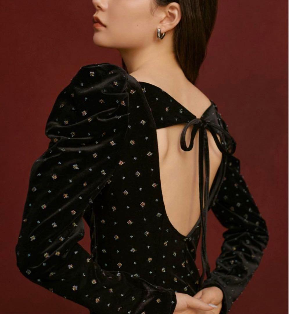 極美品 snidel ベロア刺繍 ワンピース 2024AWブラック S