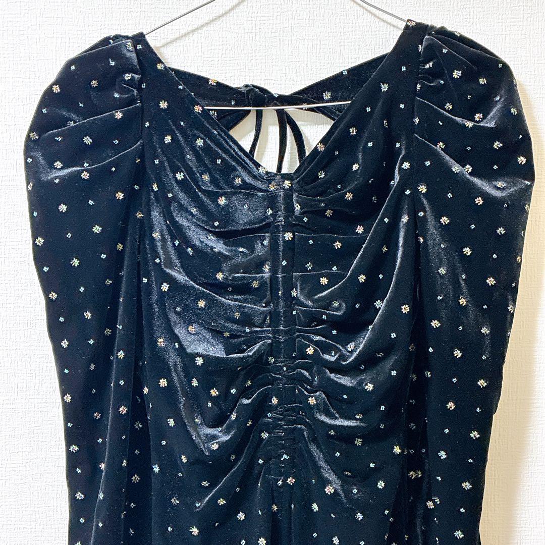 極美品 snidel ベロア刺繍 ワンピース 2024AWブラック S