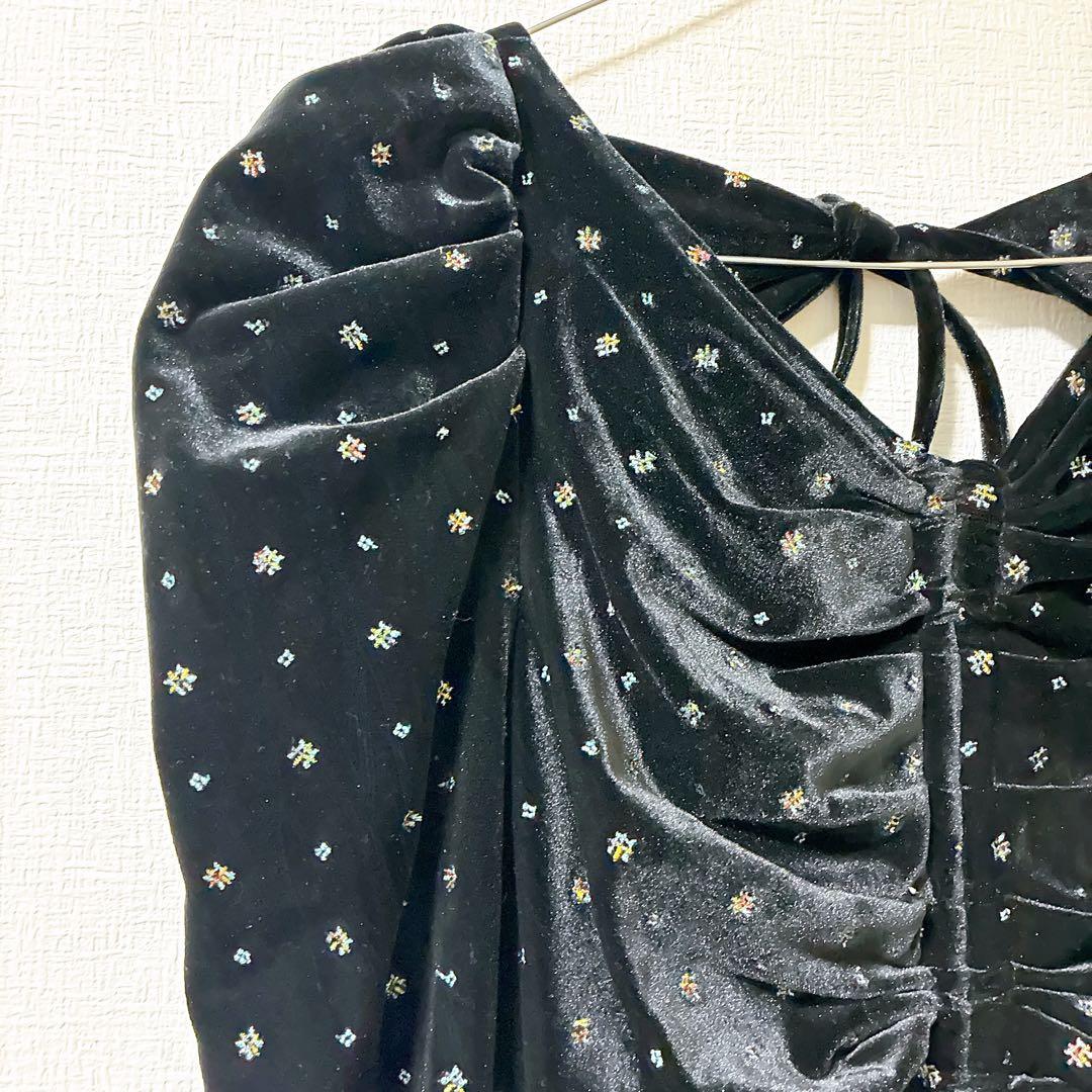 極美品 snidel ベロア刺繍 ワンピース 2024AWブラック S