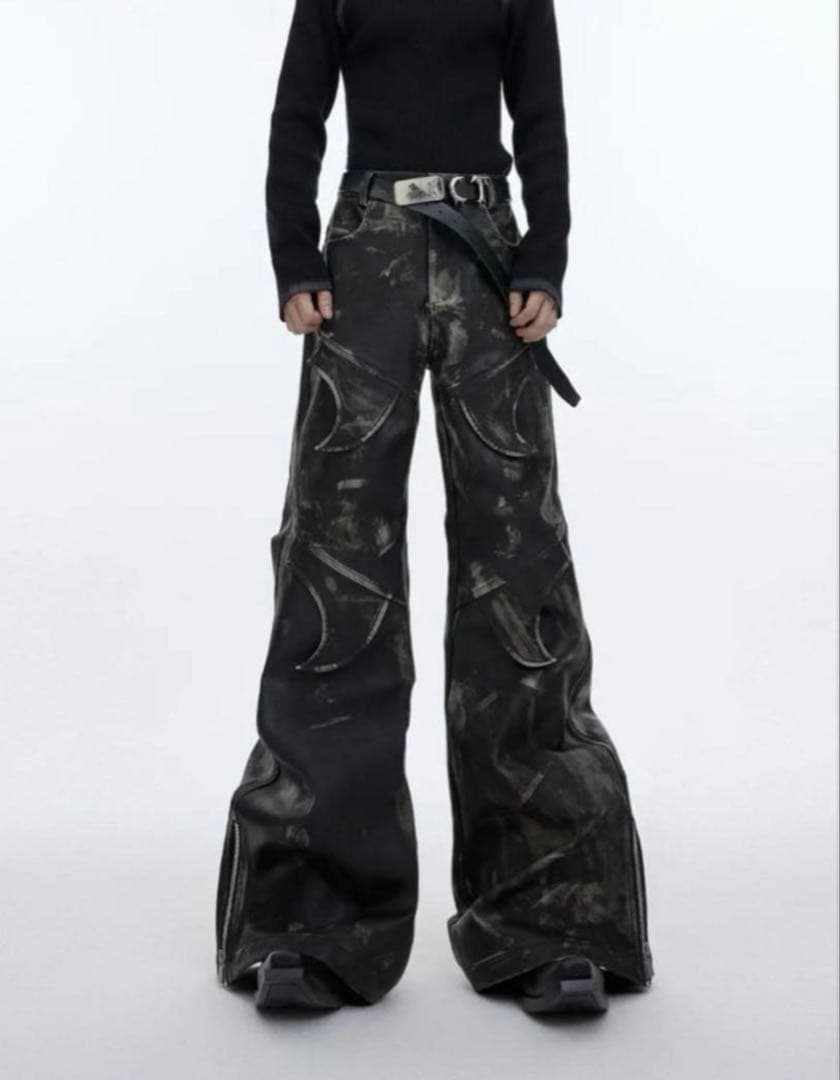 【早い者勝ち】opiumフレアレザーパンツ　leatherflare y2k