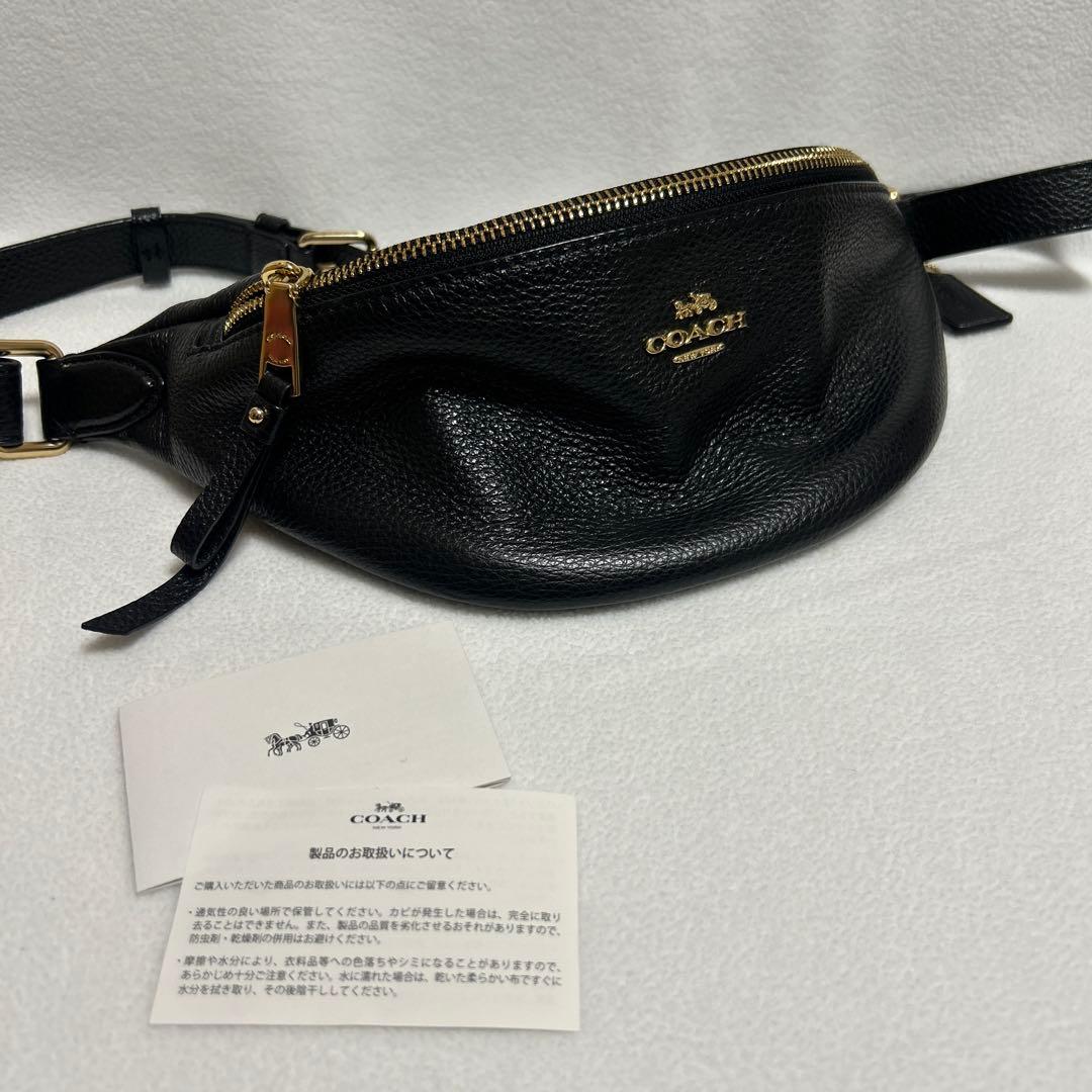 COACH ブラック レザー ウエストポーチ