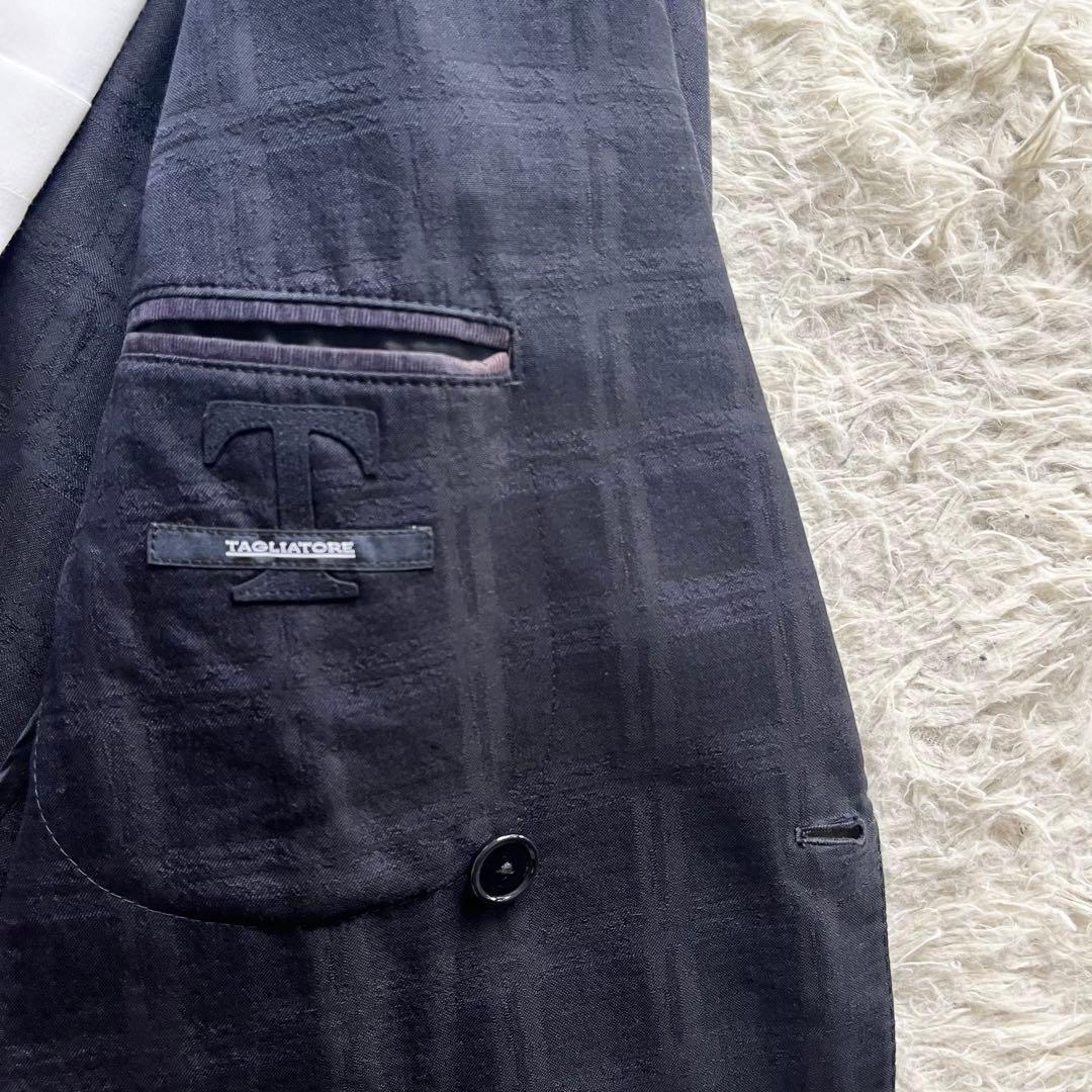 <良品>TAGLIATORE ネイビー ダブル コットン ジャケット サイズ48