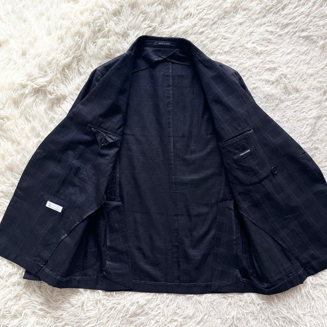 <良品>TAGLIATORE ネイビー ダブル コットン ジャケット サイズ48
