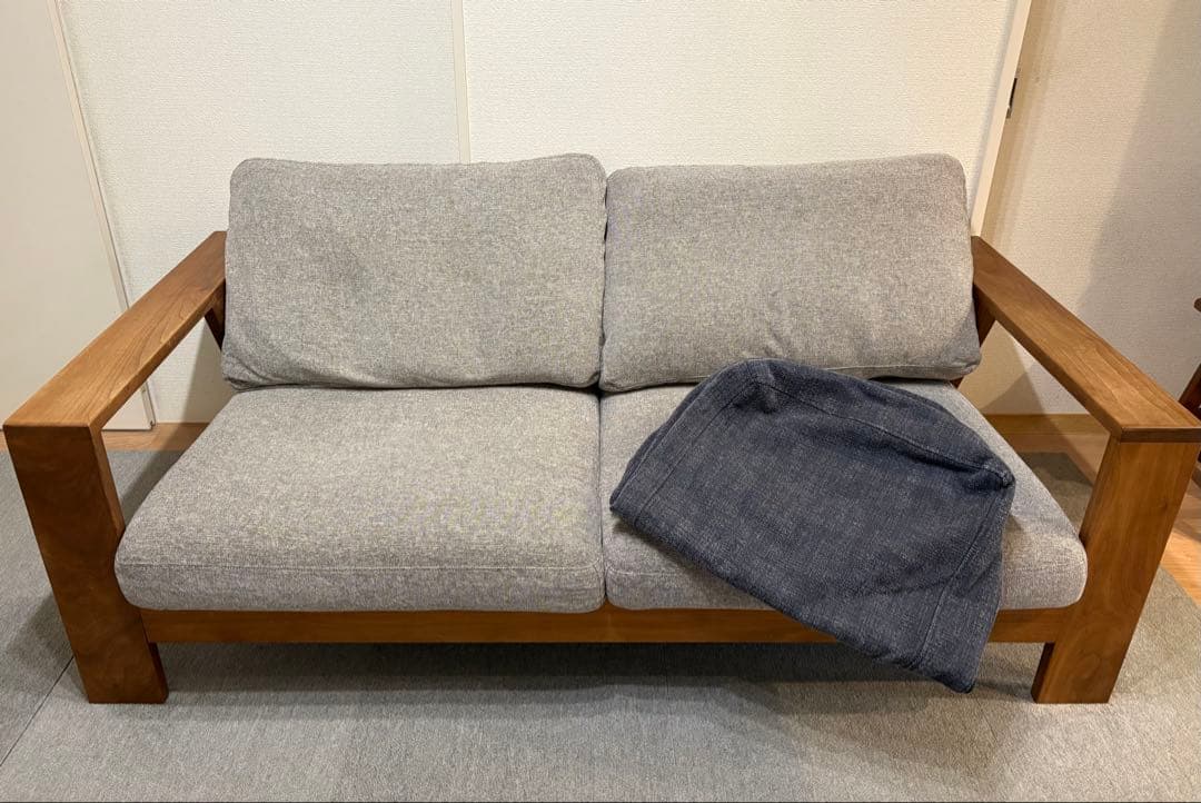 無垢材 2.5人掛けソファ ウォールナット 替えファブリック付き 松本木工