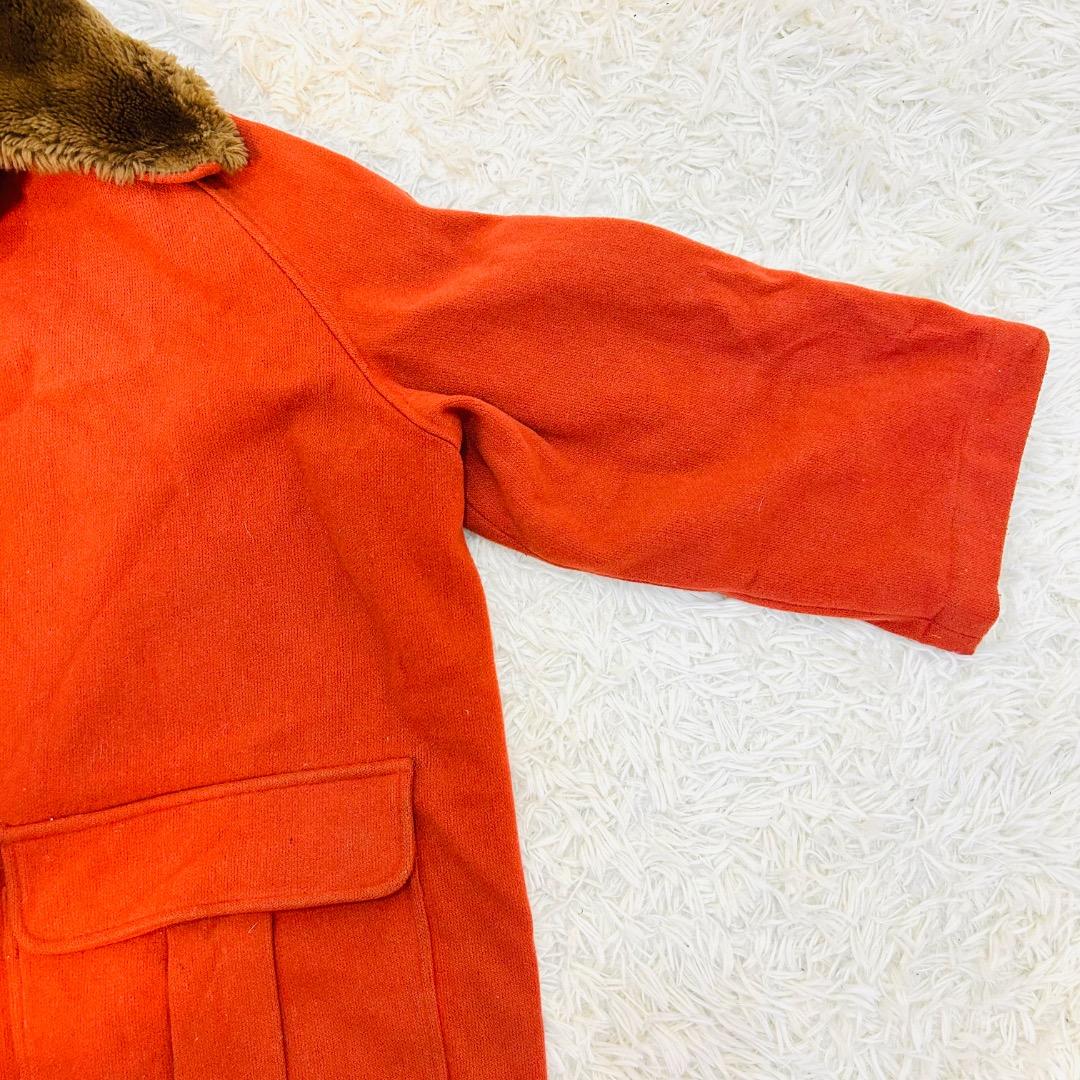 【ヴィンテージ】ジリ ファーカラーテラコッタレッドフラップポケット ワイドコート