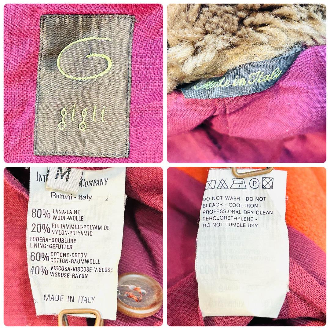 【ヴィンテージ】ジリ ファーカラーテラコッタレッドフラップポケット ワイドコート