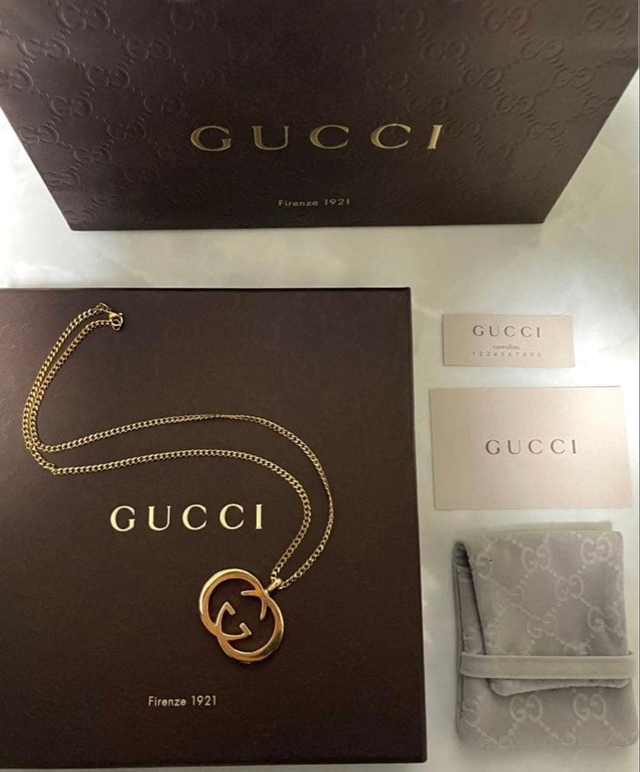 極美品 GUCCIグッチ インターロッキングG チャームネックレス【正規品】