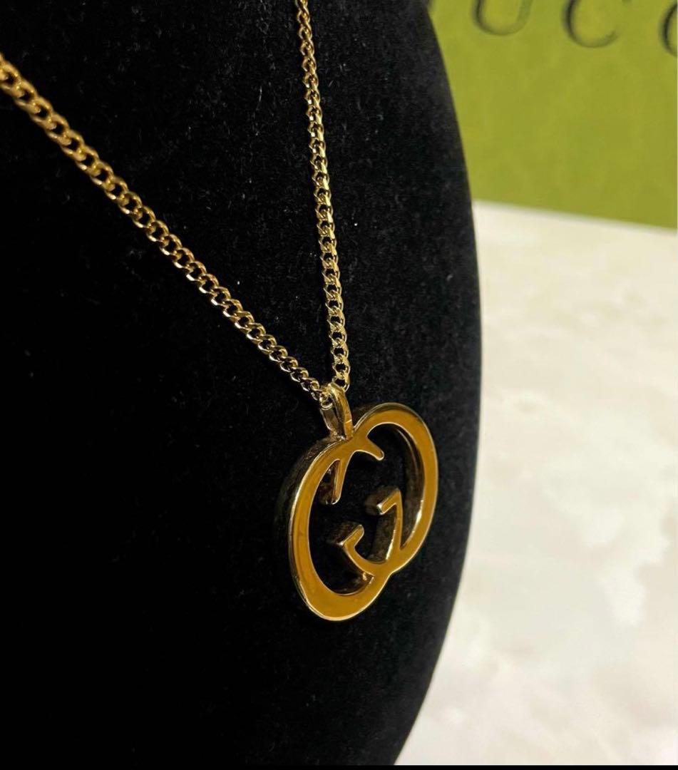 極美品 GUCCIグッチ インターロッキングG チャームネックレス【正規品】