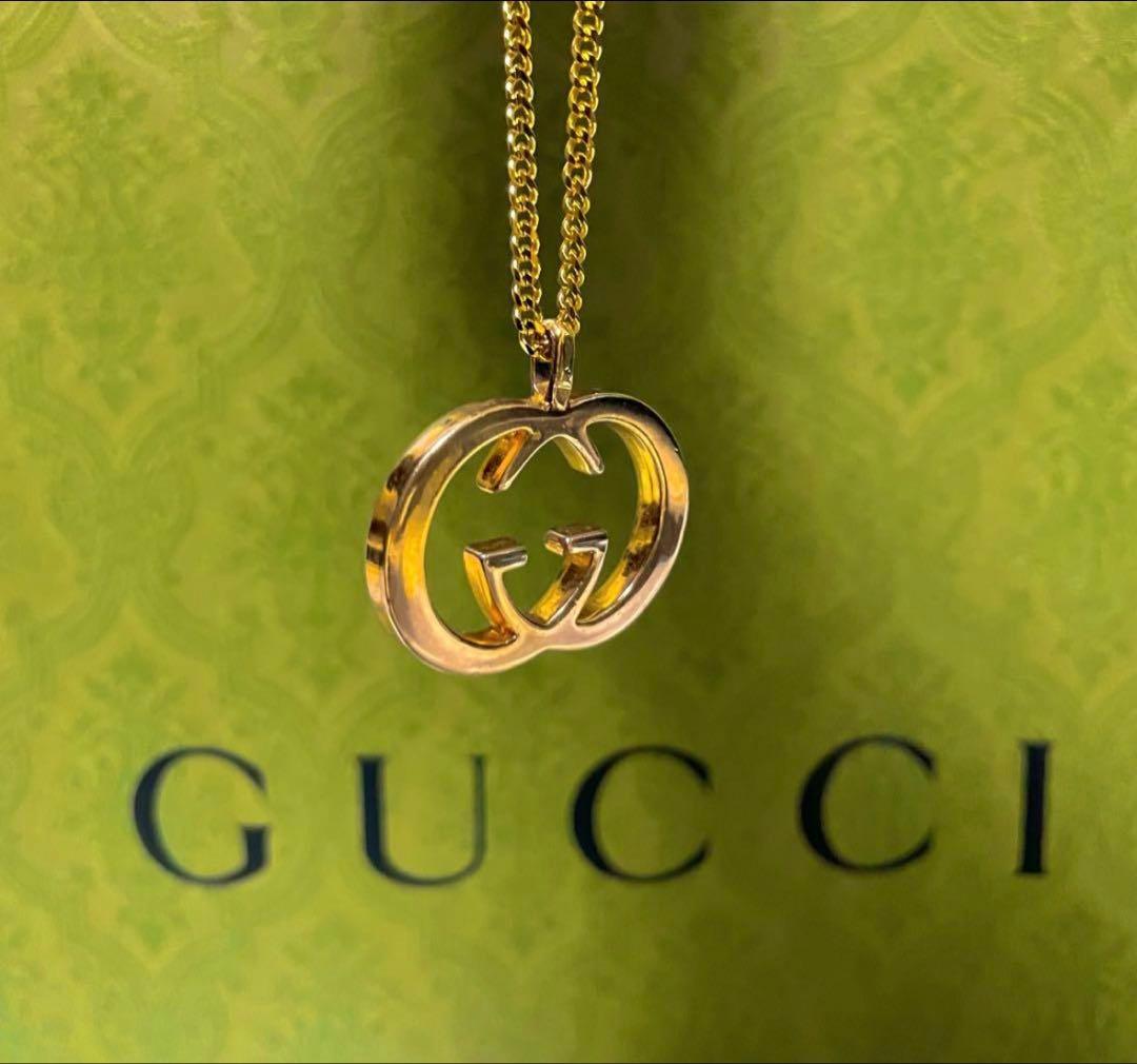 極美品 GUCCIグッチ インターロッキングG チャームネックレス【正規品】
