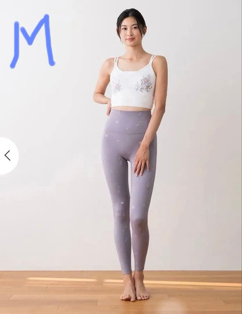 Mサイズ SUKALA ラベンダー花柄ハイウエストレギンス