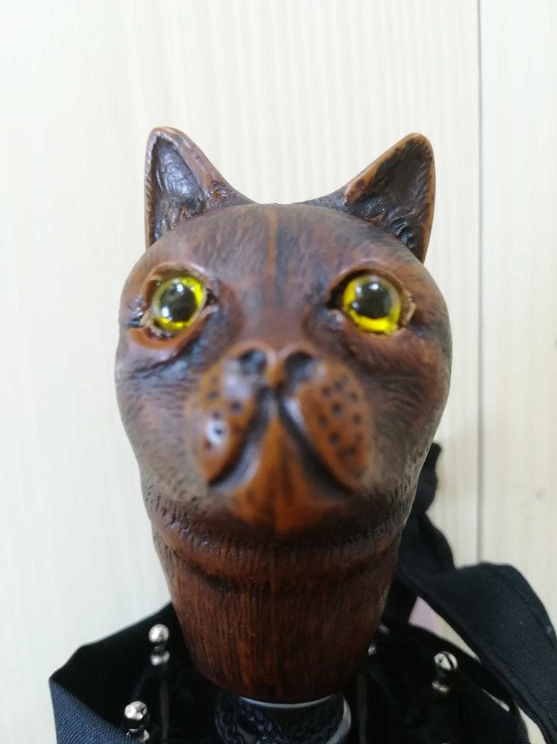 Guy de jean 折り畳み傘 雨/日傘兼用：ネコ（マロンブラウン）