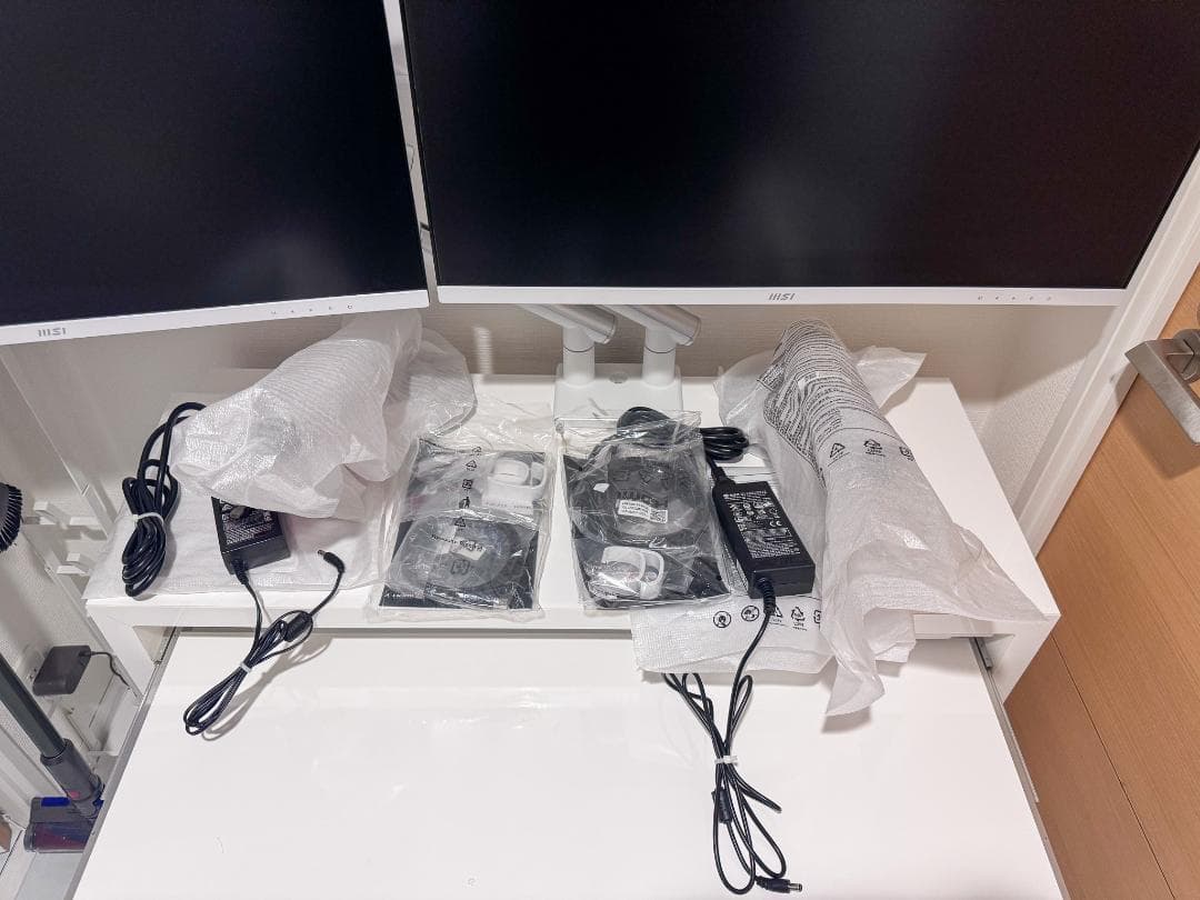 MSI 27インチ 白 モニター 2台 iggy モニターアーム付 セット