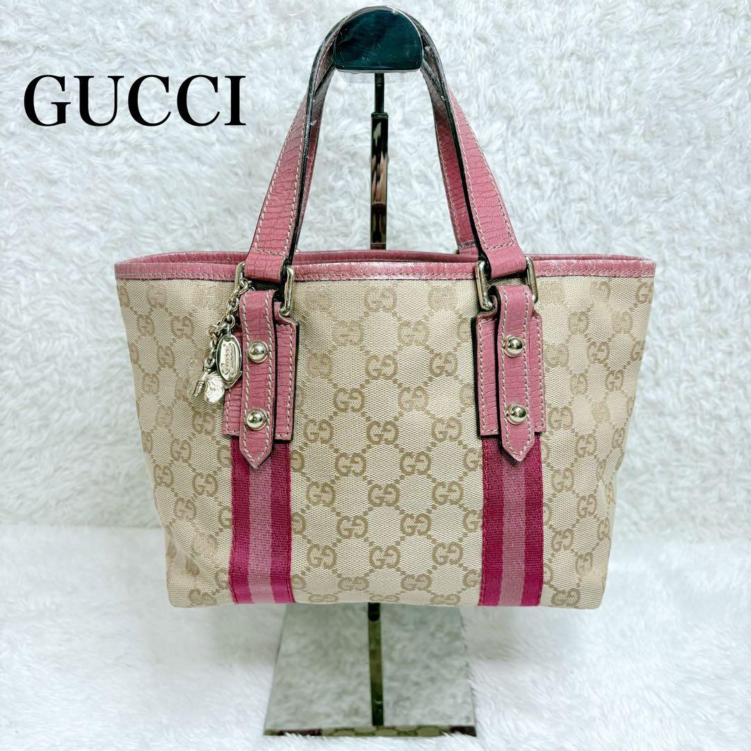 GUCCI 139261 GGキャンバス トートバッグ ピンク ハンドバッグ
