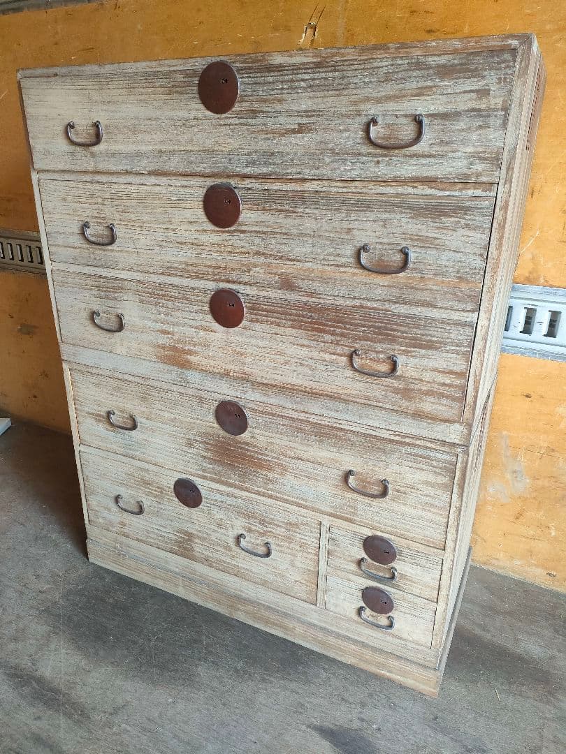 送料無料！総桐 シンプルな時代物桐箪笥 タンス 古民家 古道具 昭和レトロ