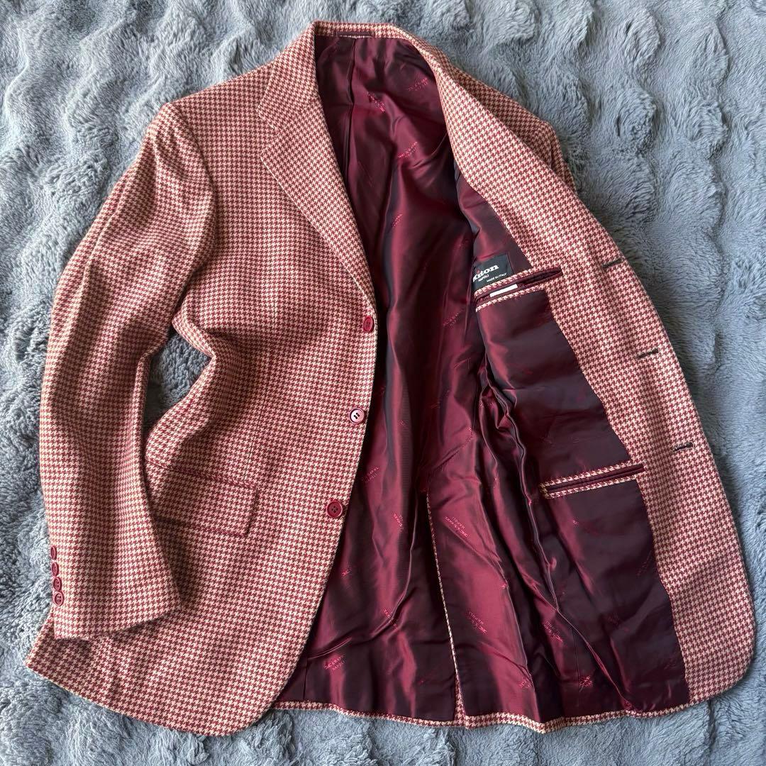 極美品 Kiton テーラードジャケット カシミヤ100% ハウンドトゥース