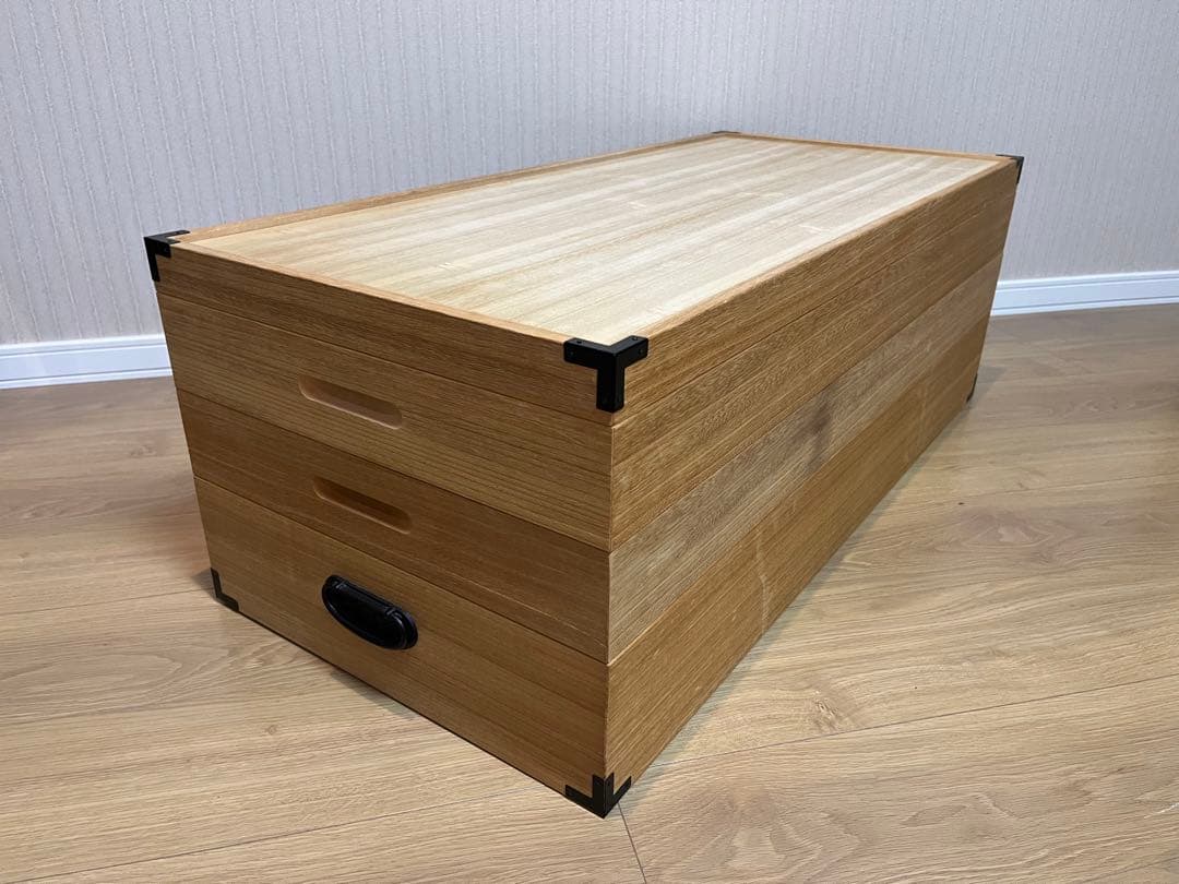 美品★桐の衣装箱　着物・和服・衣装　桐ダンス3段　昭和レトロ