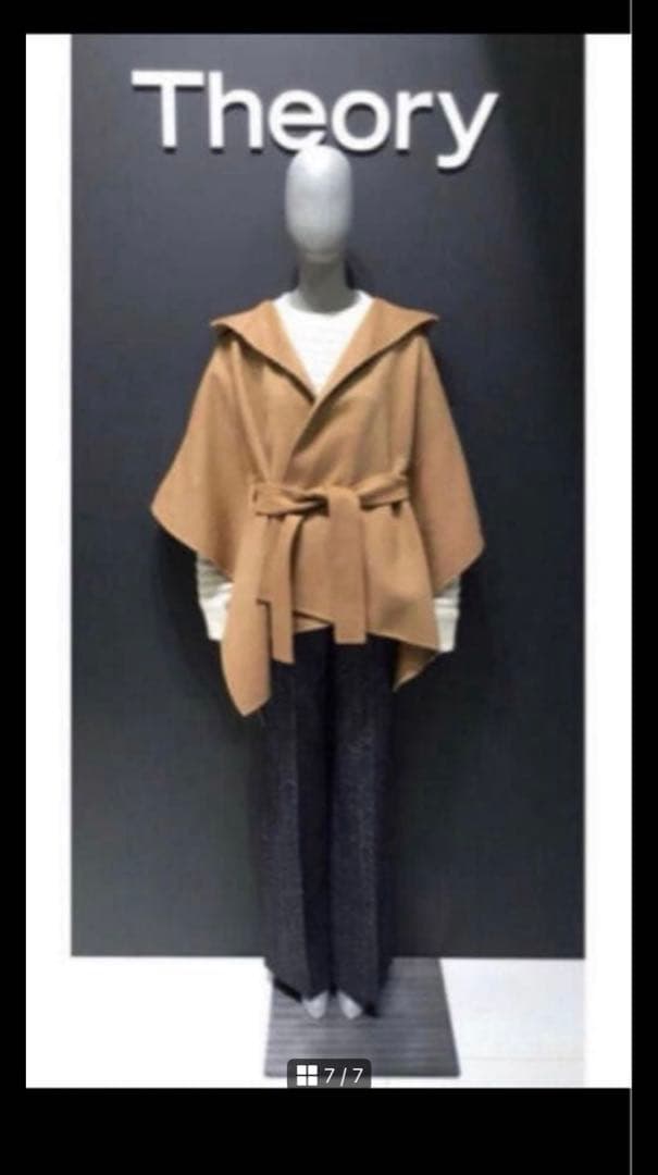 【美品】Theory セオリー ポンチョ ケープ コート　カシミヤmaxmara
