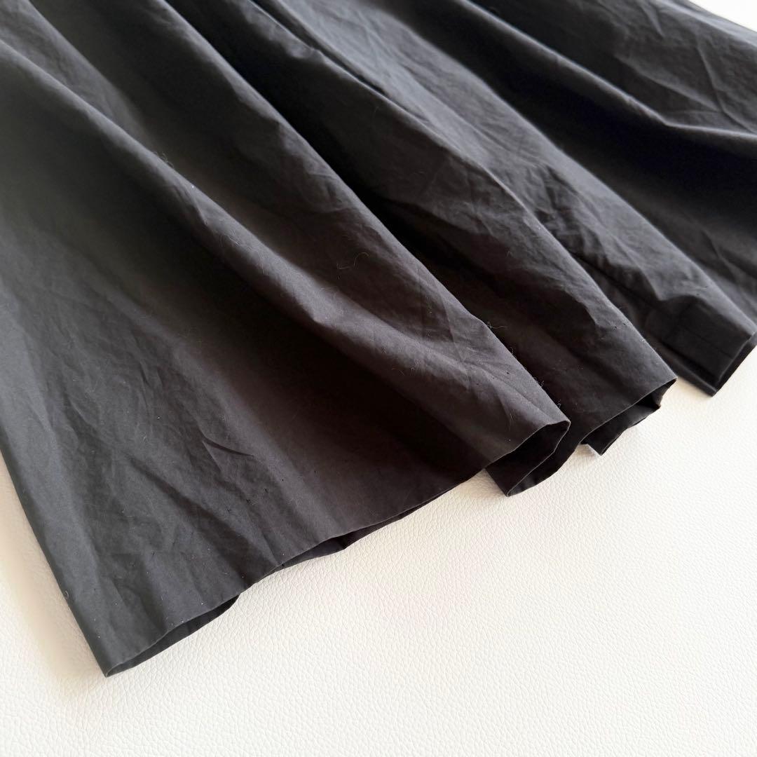 【ジョンスメドレー】ガウチョパンツ ベルト付 ワイド 黒 コットン 柔らかM相当