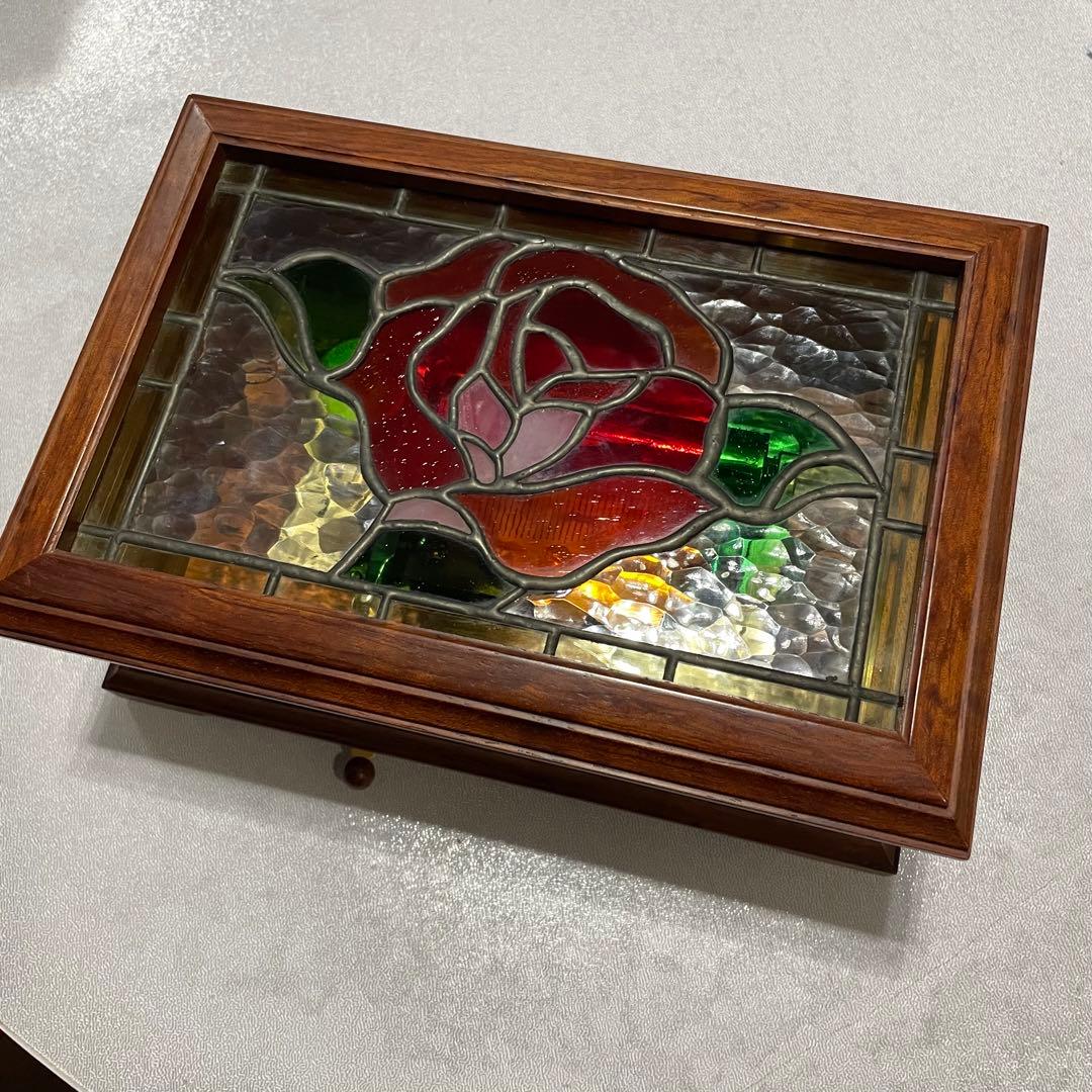 極美品 オルフェウス オルゴール 50弁 ステンドグラス ブビンガ