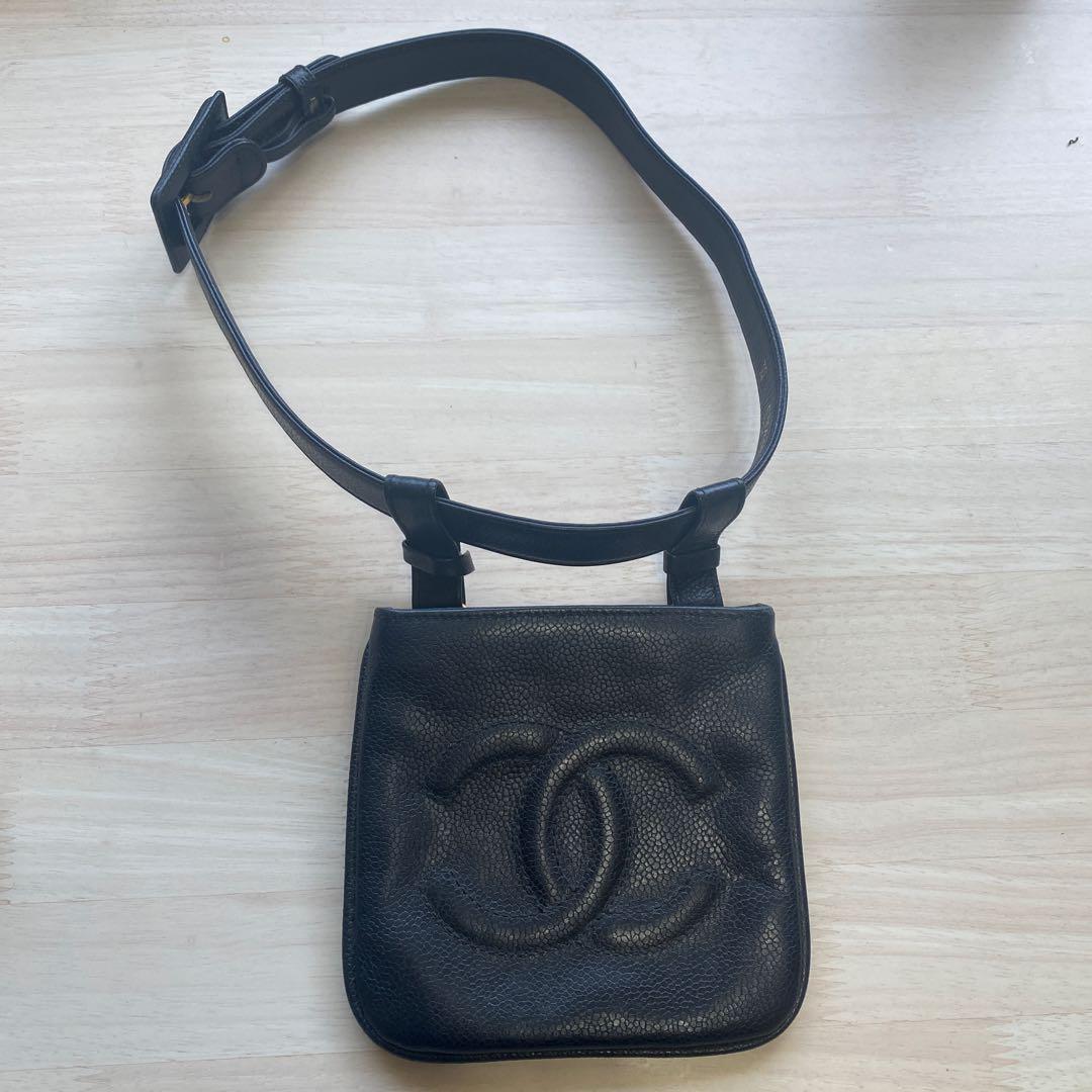CHANEL ココマーク ウエストバッグ ウエストポーチキャビアスキン ブラック