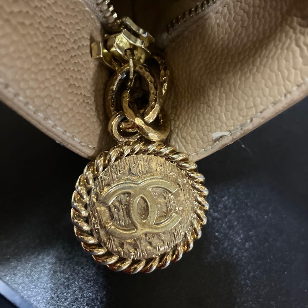 シャネル　復刻トート　キャビアスキン　ベージュ　金具　ゴールド　正規店購入　本物