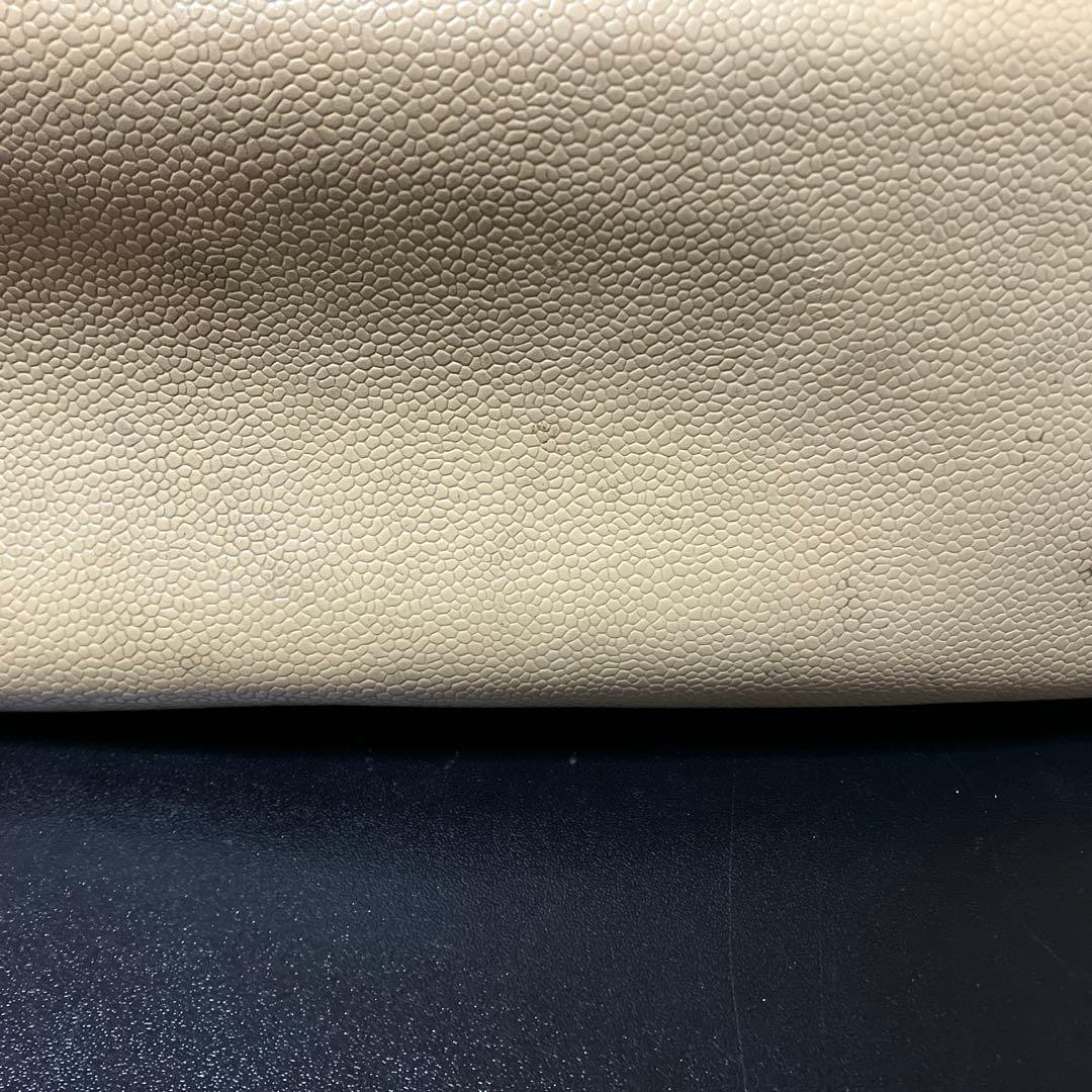 シャネル　復刻トート　キャビアスキン　ベージュ　金具　ゴールド　正規店購入　本物