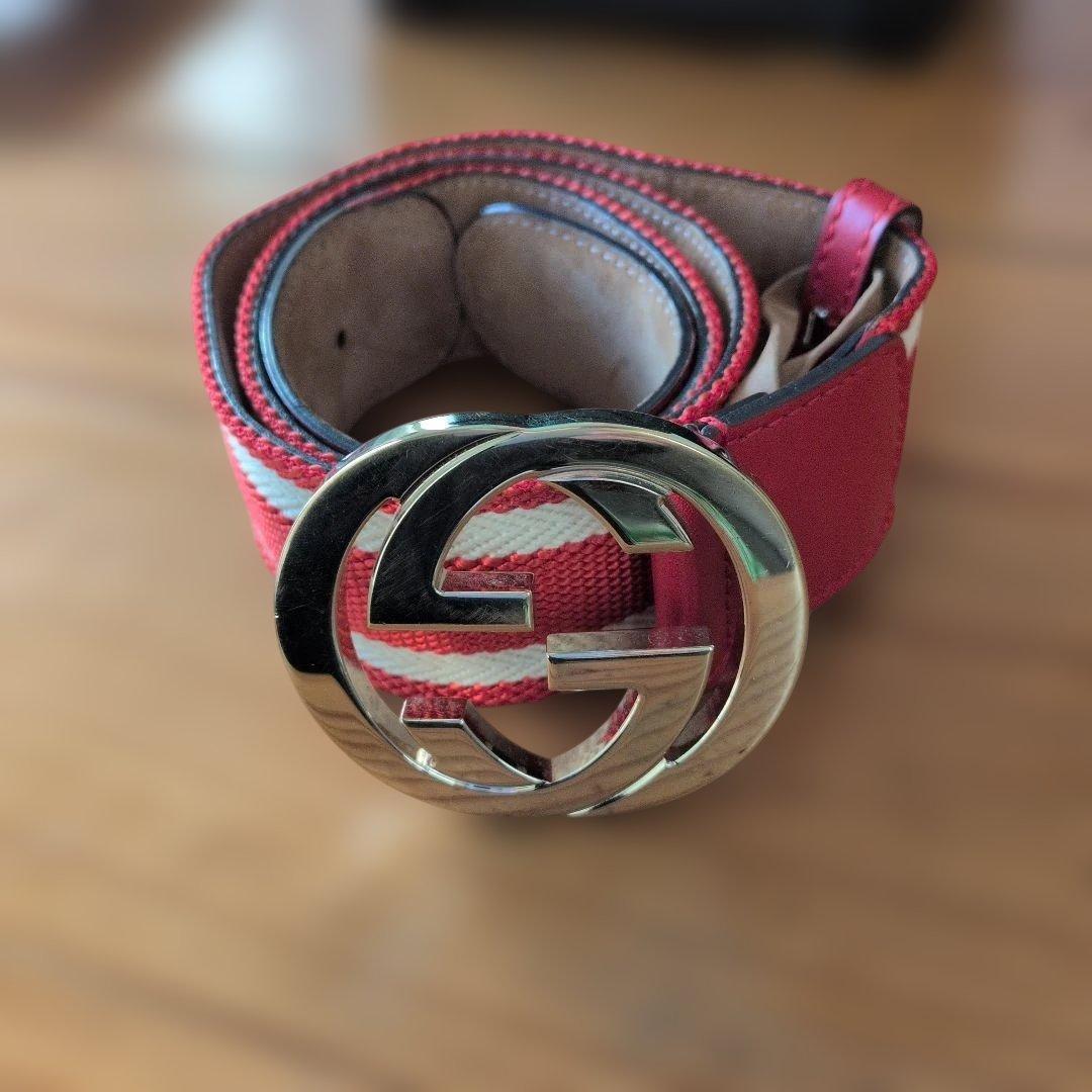 GUCCI レッド ストライプ ベルト