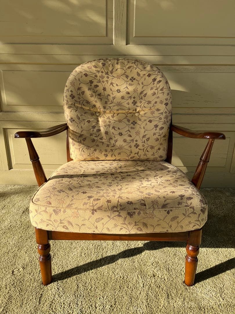 karimoku カリモク 1人掛けソファー 花柄 レトロ 高級家具