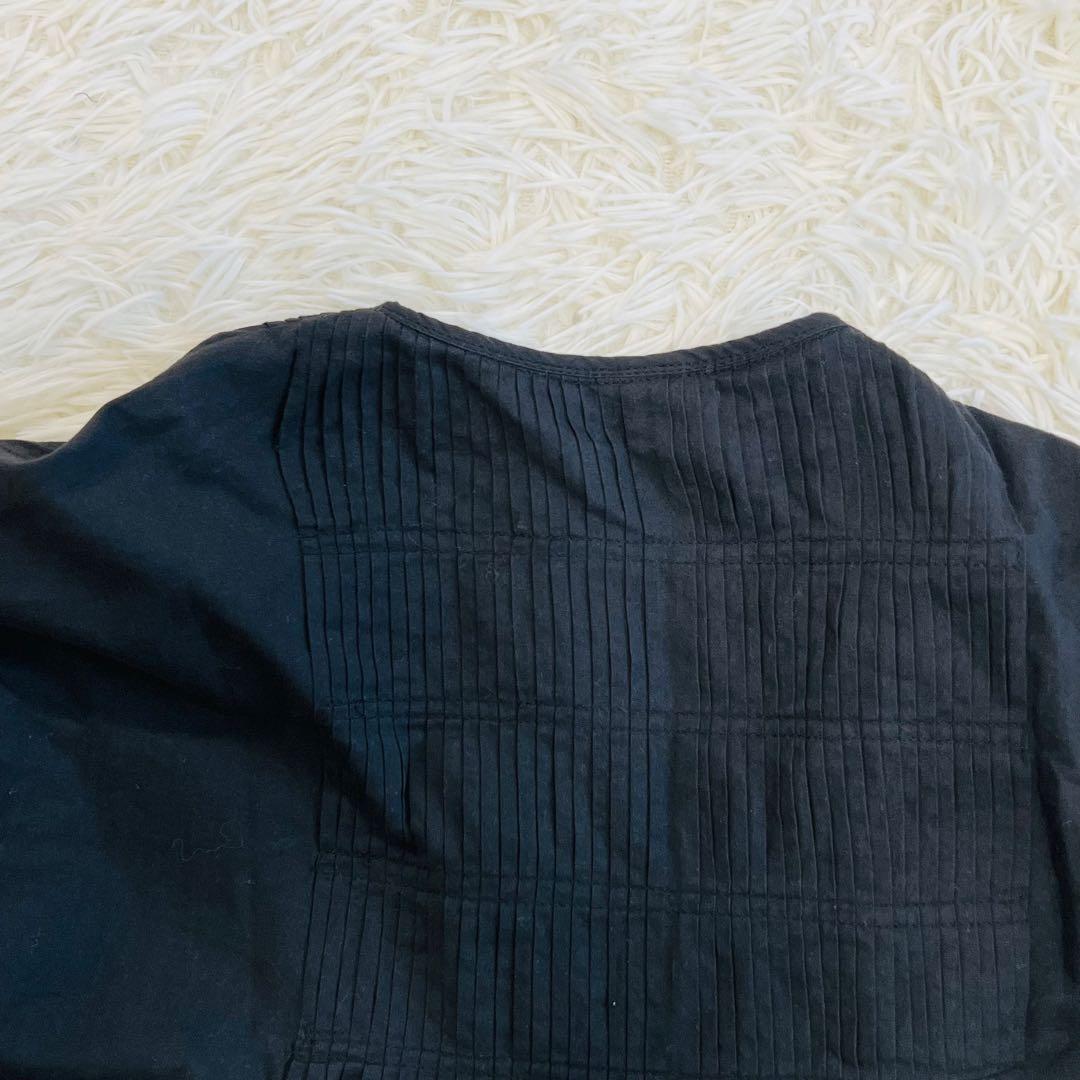 美品 25ss かぐれ コットンピンタックブラウス 黒 ブラウス 近年 長袖