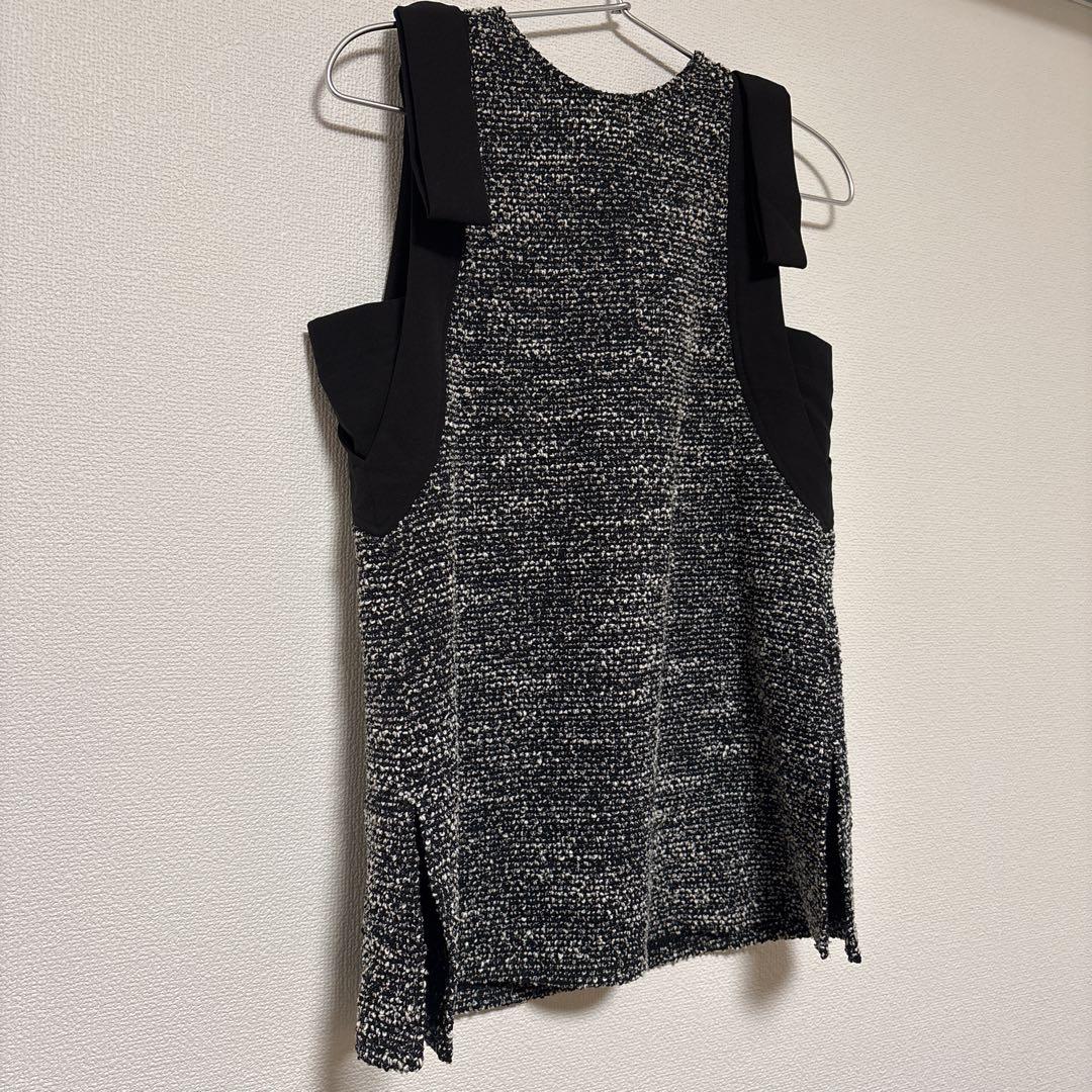 FRAY I.D フレイアイディー　ショルダーリボンブークレチュニック　ブラック