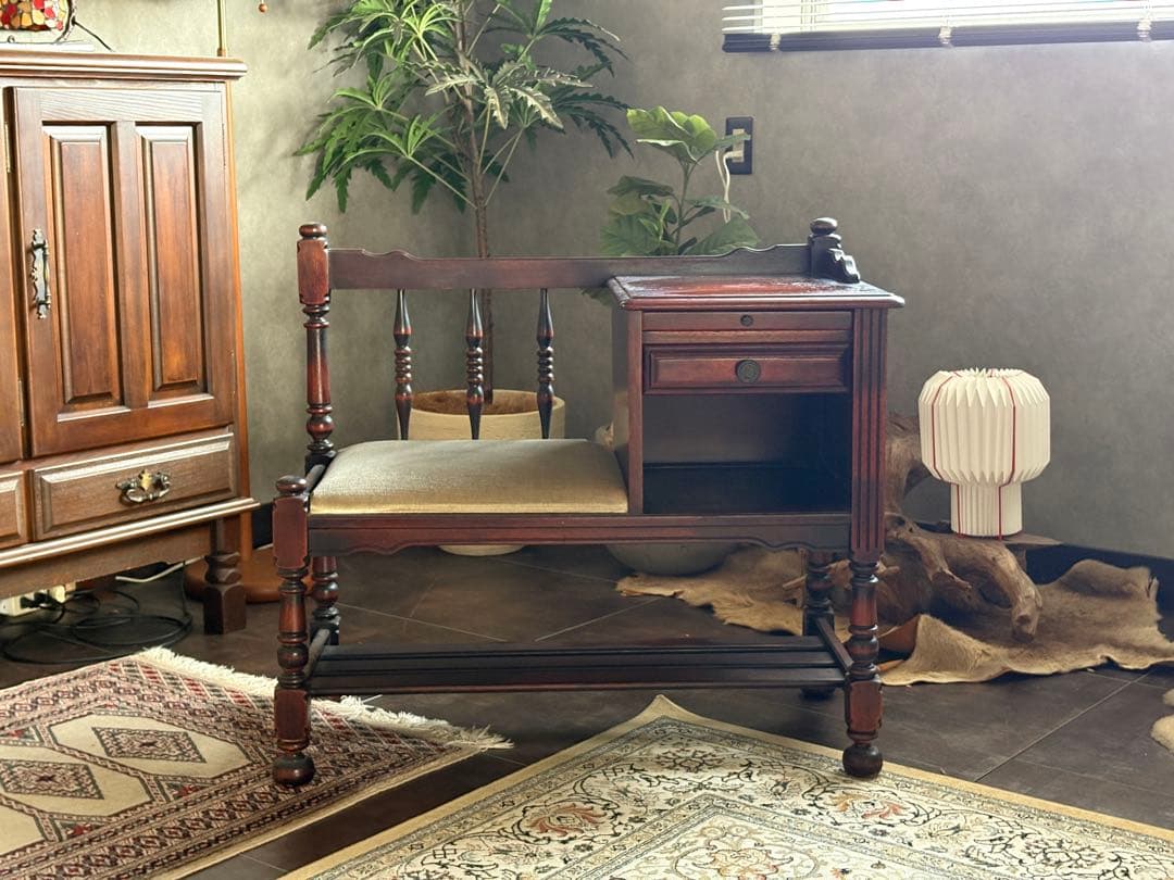 カリモク　karimoku テレフォンベンチ　コロニアル　ビンテージ　nZ