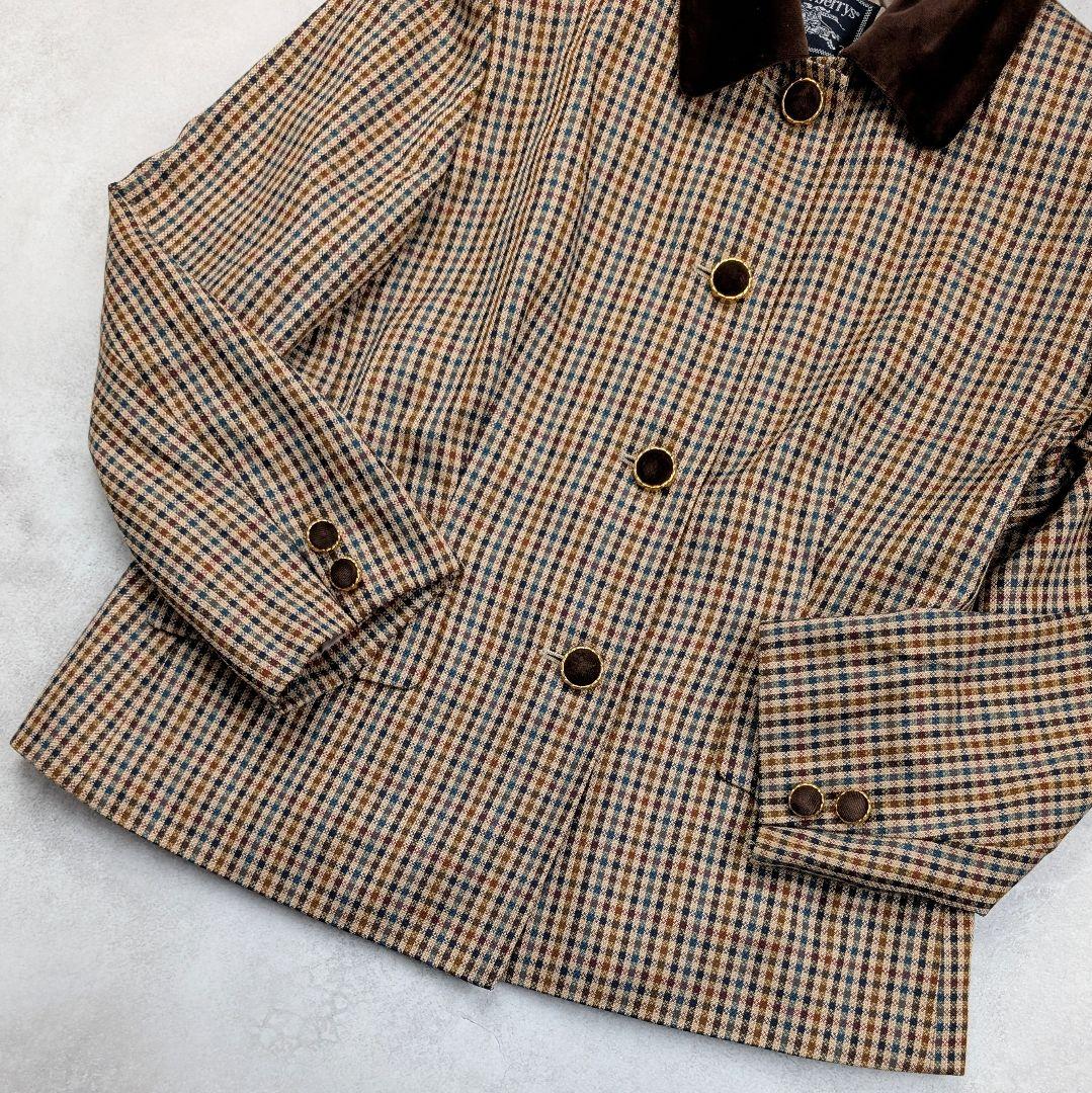 Burberrys バーバリーズ ジャケット ベルベット襟 チェック シルク混