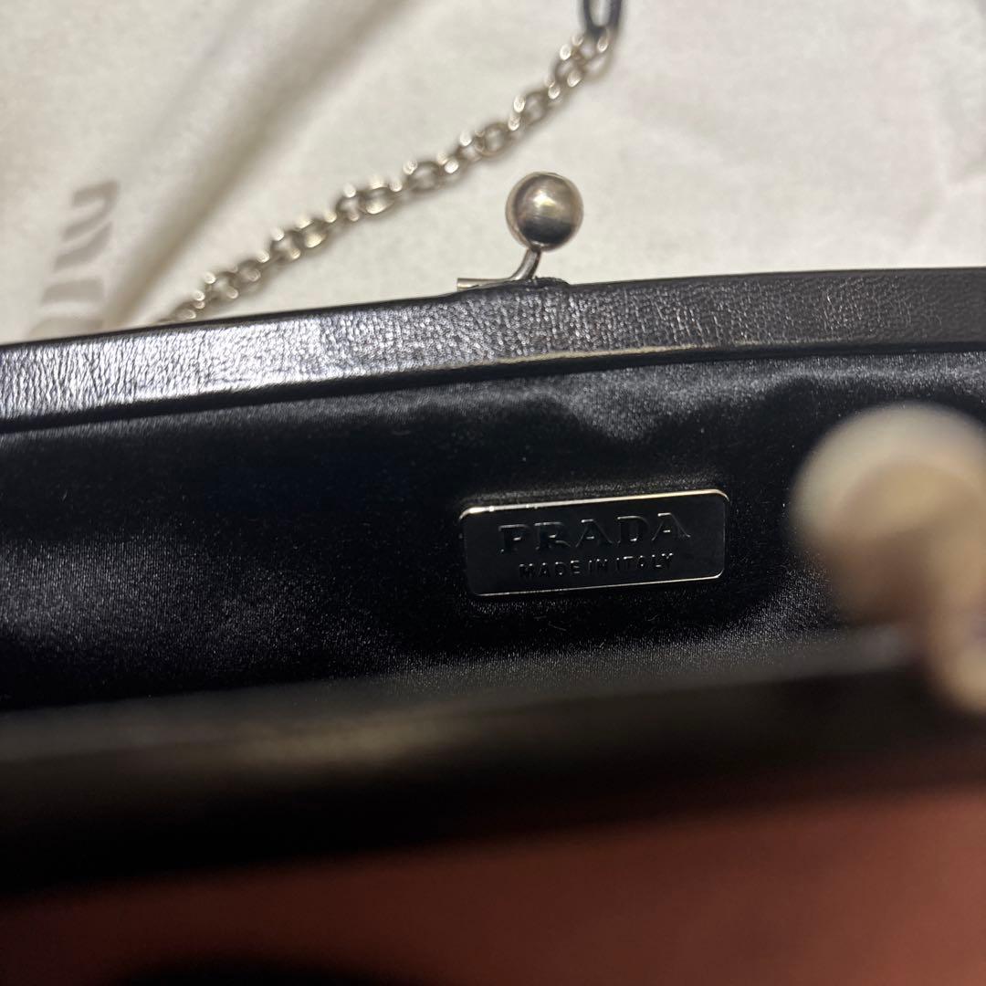 PRADAプラダ　ビンテージお洒落チェーンショルダーバッグ　革ピンク系美品