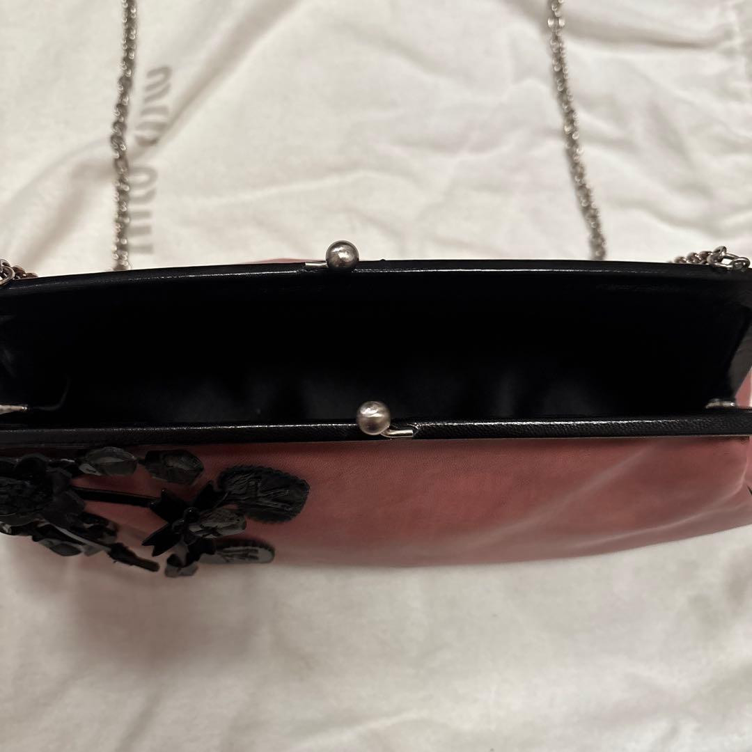 PRADAプラダ　ビンテージお洒落チェーンショルダーバッグ　革ピンク系美品