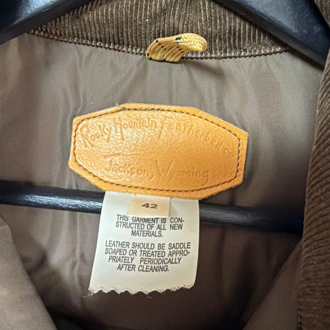 極美品　ロッキーマウンテン　ダウンベスト　オリーブ　ベージュ　コーデュロイ　42