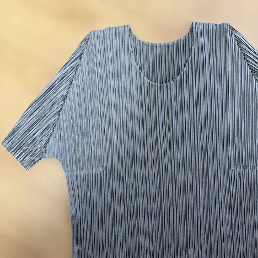 プリーツプリーズPLEATS PLEASE プリーツ半袖カットソー グレー3