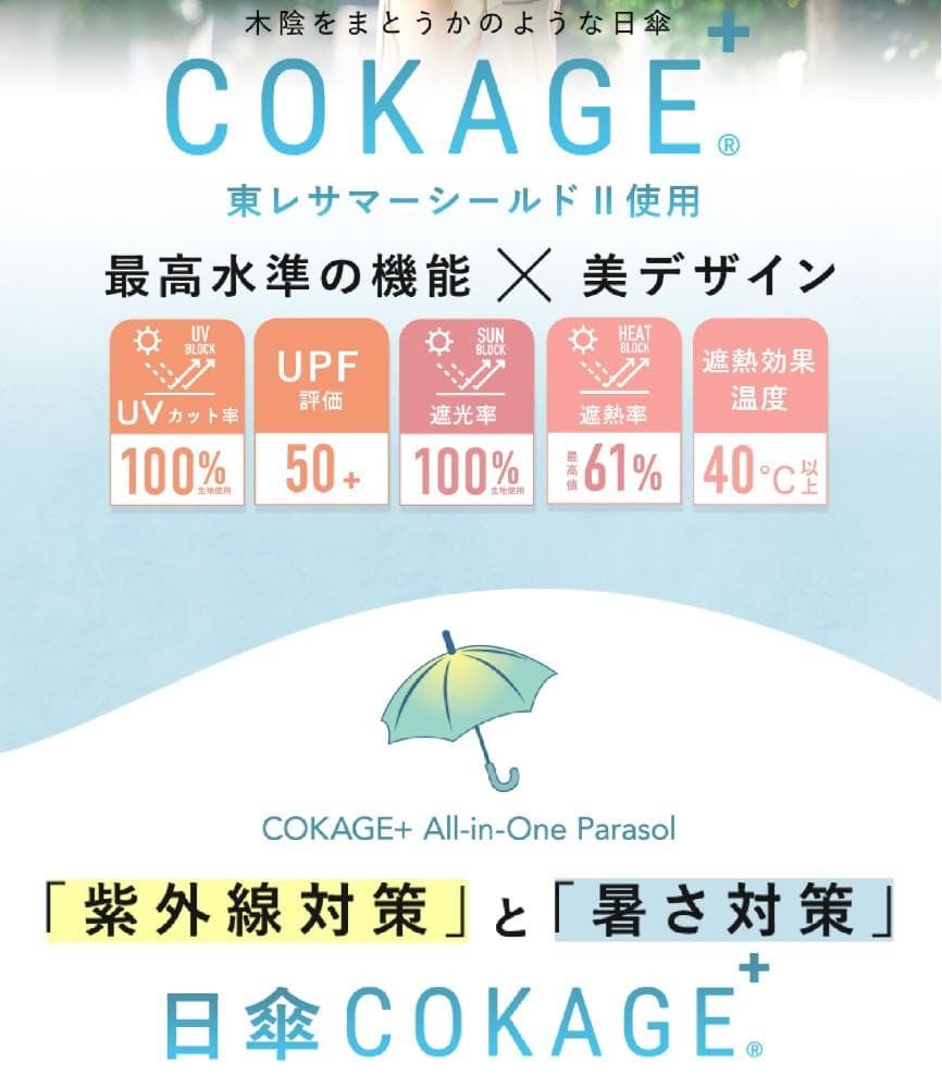 【新品未使用】COKAGE+木手元ジャンプ折　折りたたみ傘 東レサマーシールド