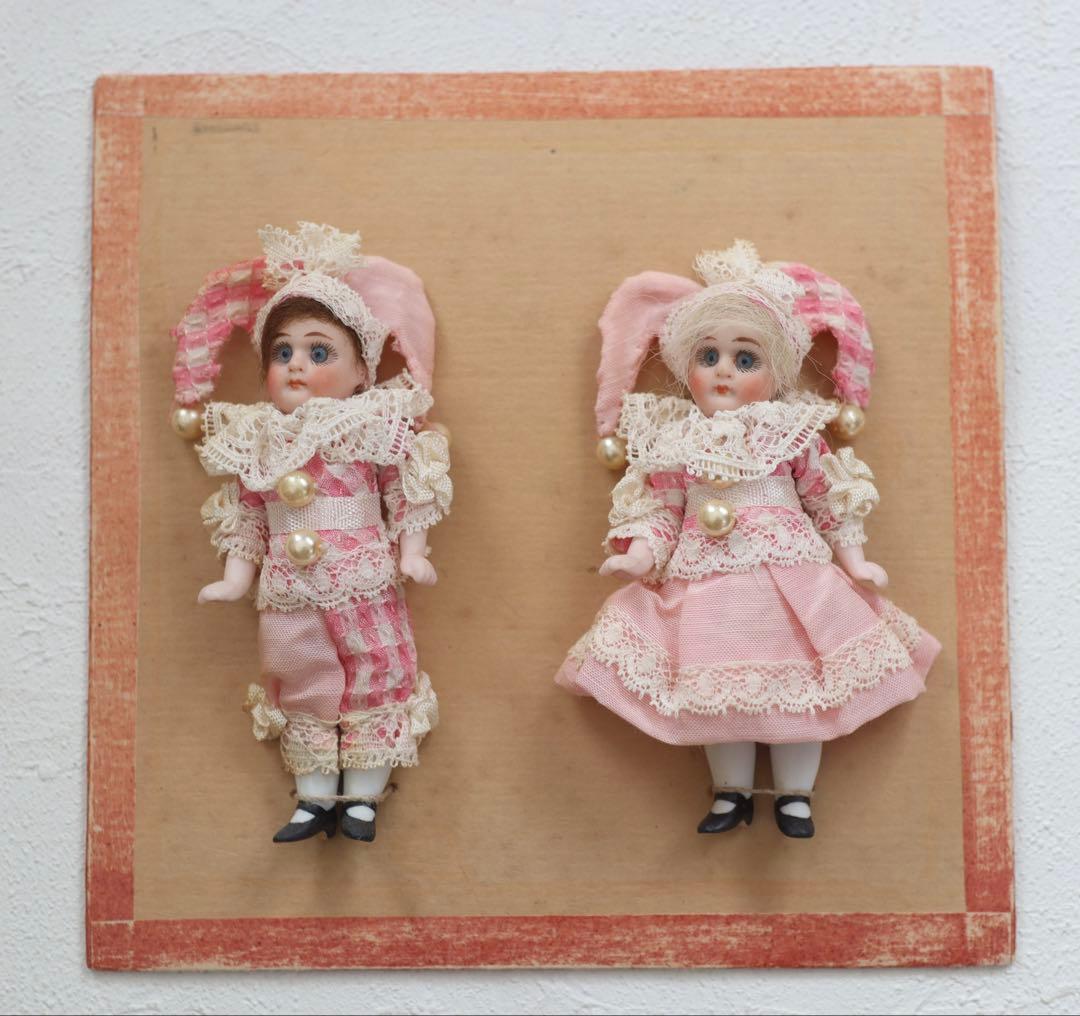 砂漠できなこ　ヘルトヴィヒ アンティーク ビスクドール ピエロ ペア