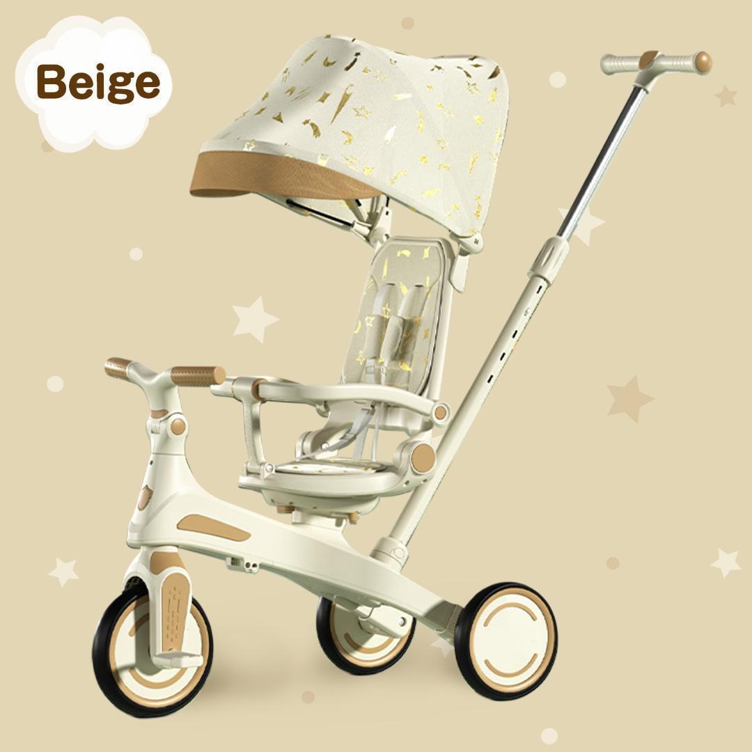 新品＊三輪車 手押し棒付き 7in1子供用 キッズバイク ベージュ