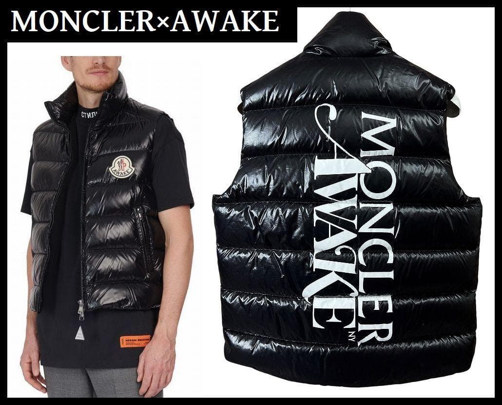 専用　AWAKE モンクレール ジーニアス ビッグ ロゴ ダウン ベスト 黒 L