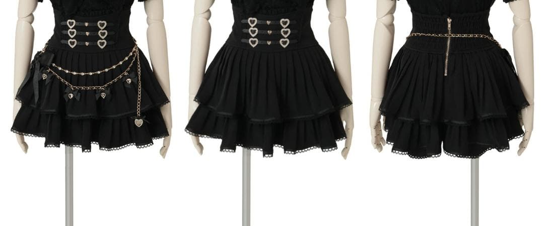 リズリサ LIZ LISA ダブル消しプリーツスカパン 黒色 FreeSize