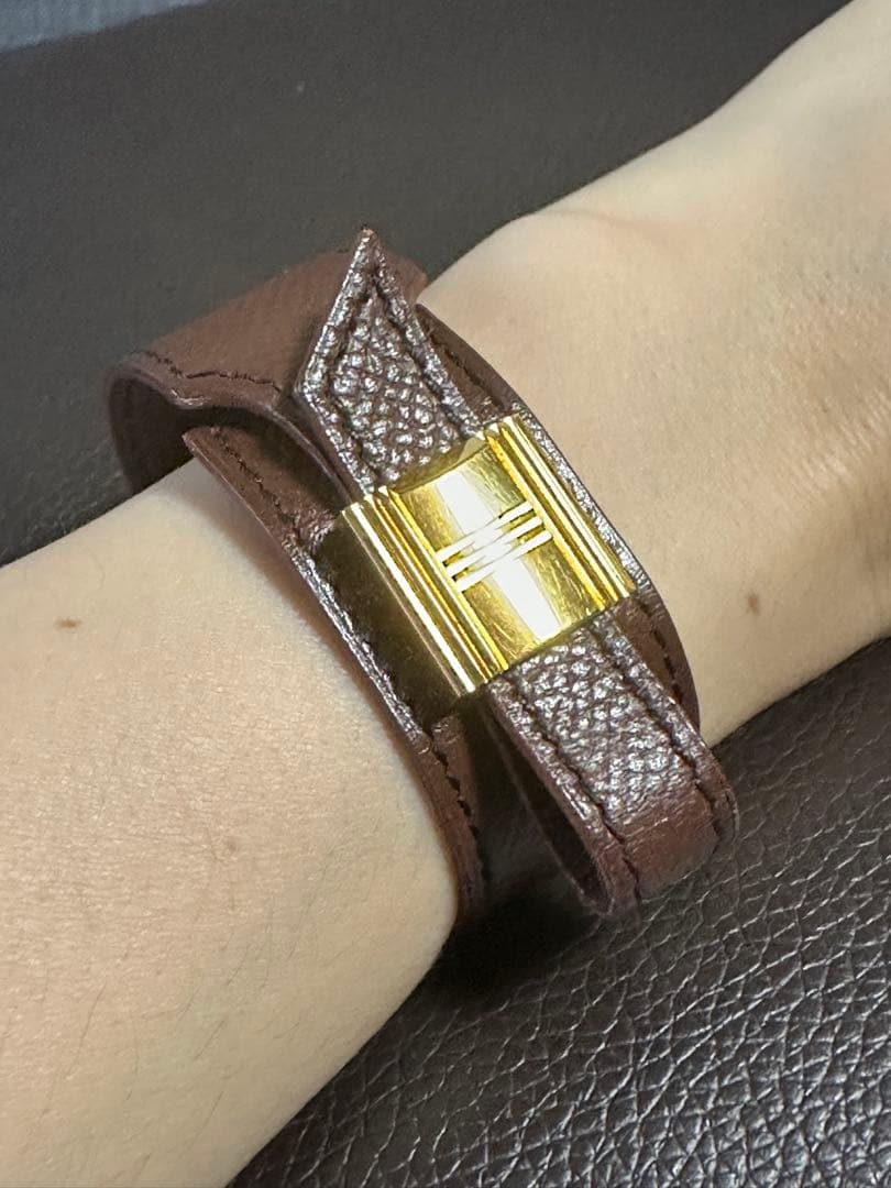 HERMES エルメス アルテミス ブラウンレザーバングル ブレスレット
