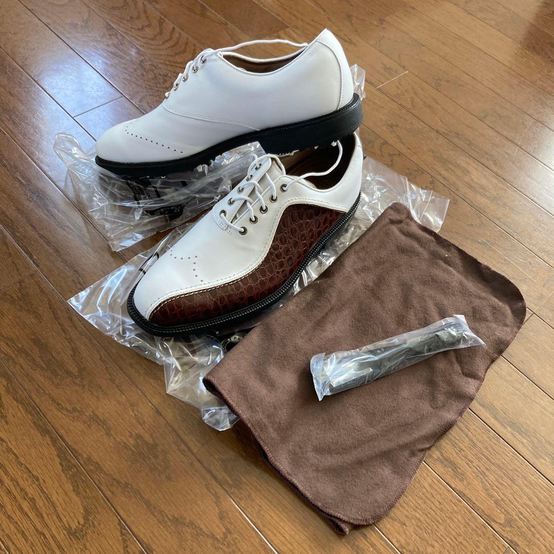 FOOTJOY FJ ICON ゴルフシューズ ホワイト/ブラウン