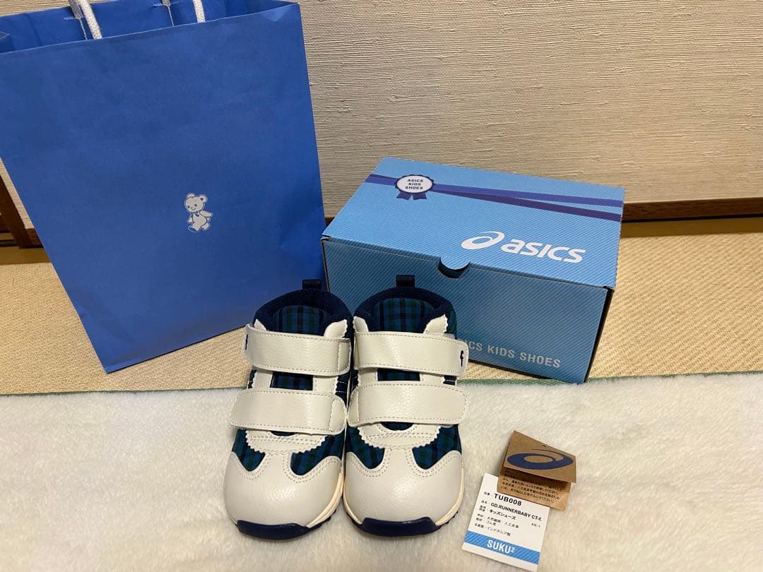 【9月限定値下】asics×Familiar チェック柄スニーカー　14.5cm