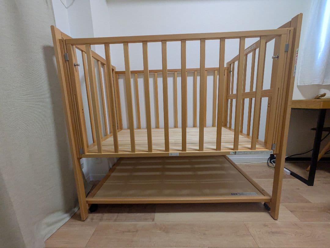 【最終値下げ】美品　ヤマサキ　ベビーベッド 　ツーオープン　ハイタイプ　すのこ