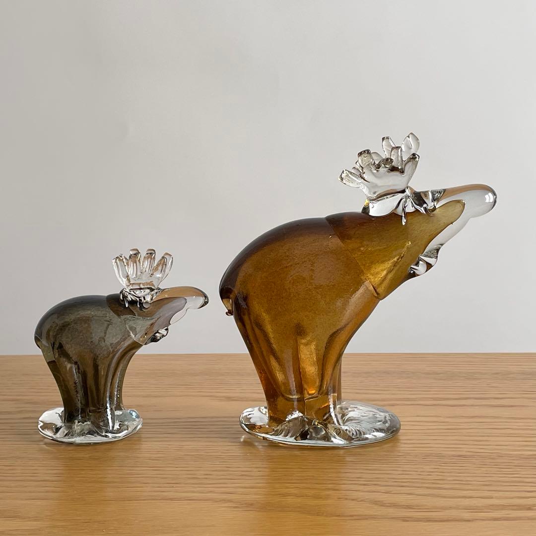 北欧ビンテージ Bianco Blu ガラス製 トナカイ セット 置物 オブジェ