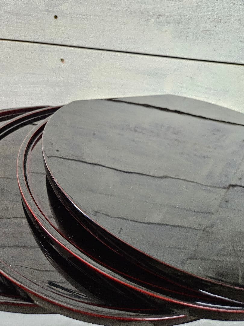 木製・堅地請合 漆塗り お盆 トレー 5枚セット 高級 漆器 天然木製 懐石膳