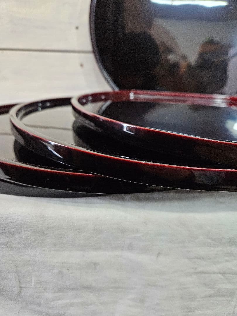 木製・堅地請合 漆塗り お盆 トレー 5枚セット 高級 漆器 天然木製 懐石膳