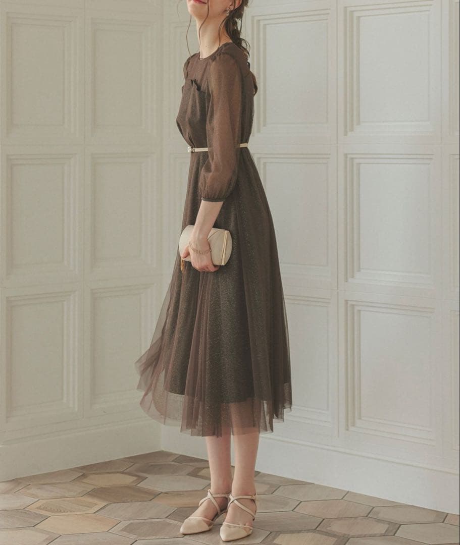 Dorry Doll ビスチェ風トップス ラメチュールワンピース